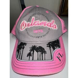 Orlando The Theme Park Capital Of The World Adjustable Cap Pink Grey Essential